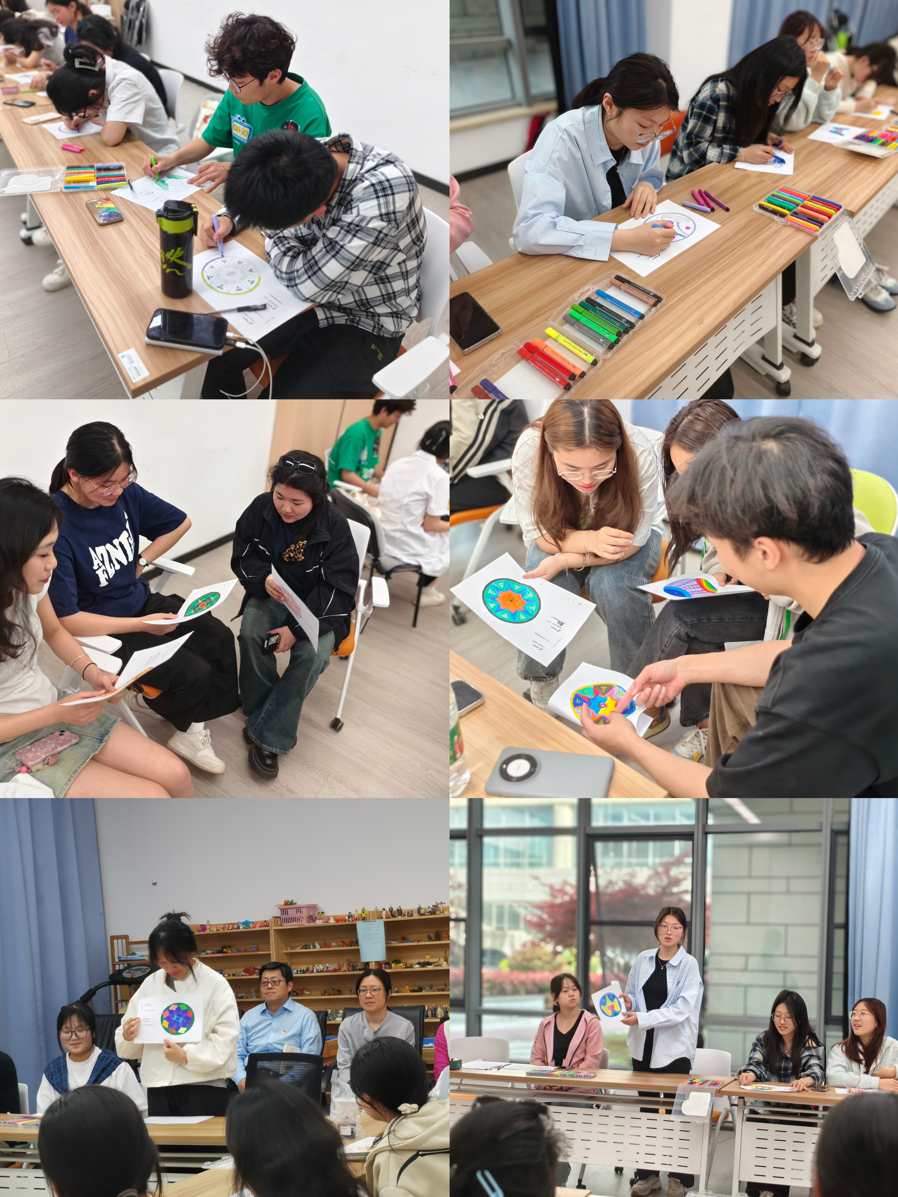 以画观心·彩绘艺术疗愈之旅——公共基础部联合团委心理健康教育中心成功举办“五育润心 沐光同行”之文化艺术鉴赏活动+4月9日+知真楼4号楼109室+学生创作和分组讨论和分享+郭薇红.jpg
